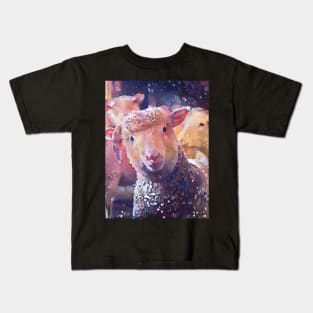 Playful Baby Sheep starring Abstract Painting Kids T-Shirt